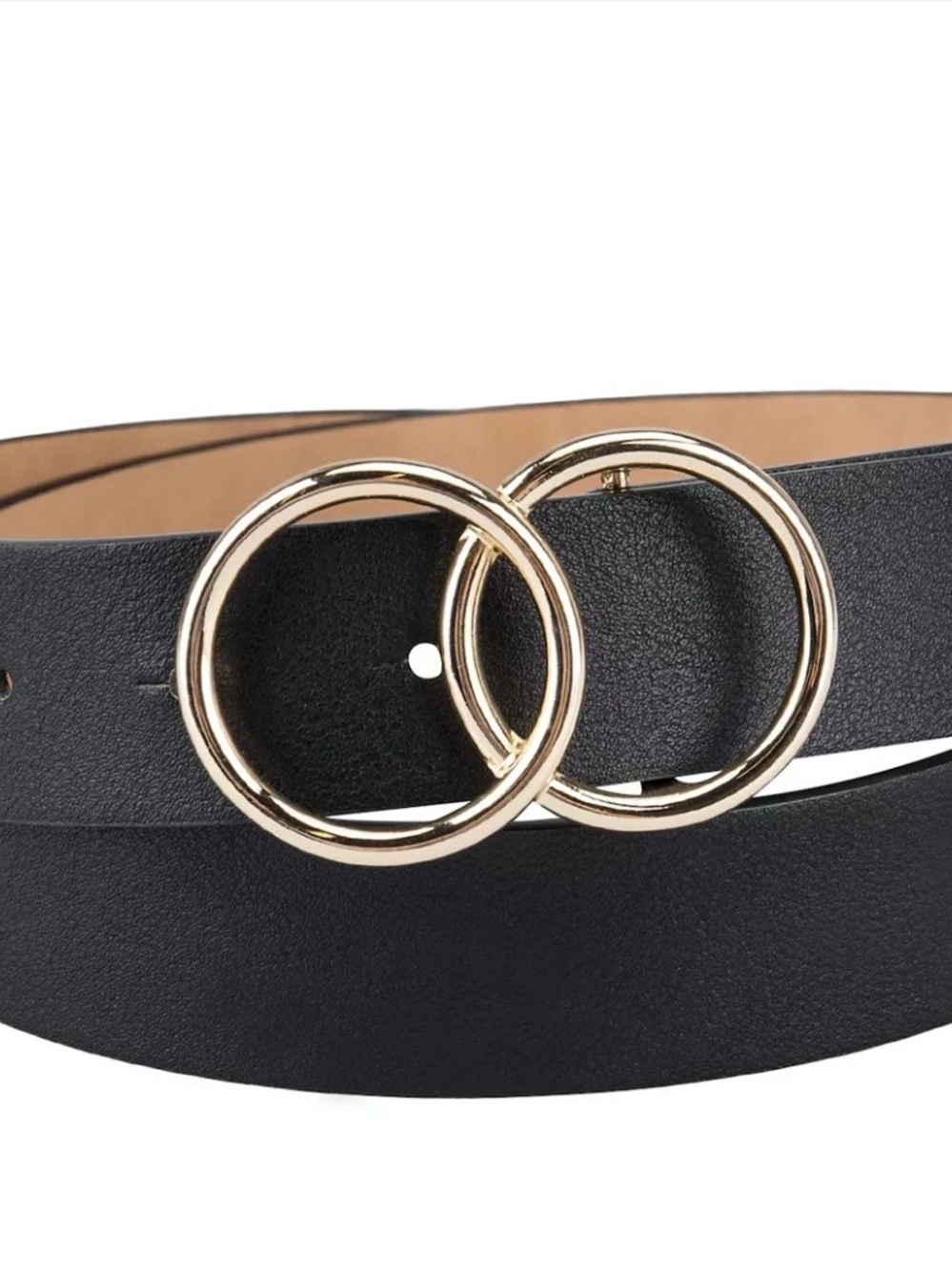 Ava & Viv Black Belt with Gold Double-Ring Buckle